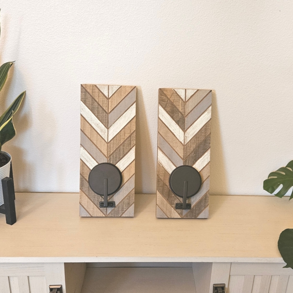 Chevron Pattern Wall Sconce Set - Picture 3 of 7